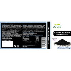 Carbon activo con probioticos 550mg 90 capsulas Sotya
