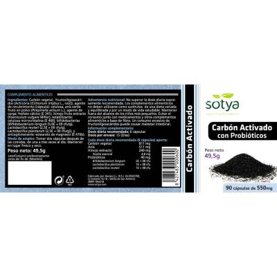 Carbon activo con probioticos 550mg 90 capsulas Sotya