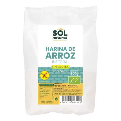 Harina de arroz integral sin gluten bio 500g Sol Natural