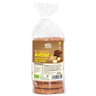 Galletas Avena Chocolate y Macadamia Bio 200g Sol Natural