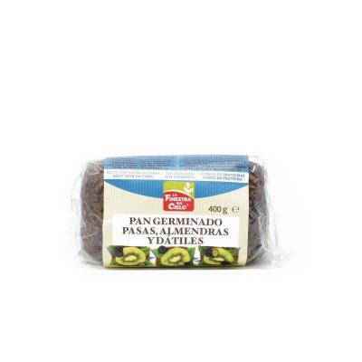 Pan germinado de trigo con almendras, pasas y datiles bio 400g La Finestra