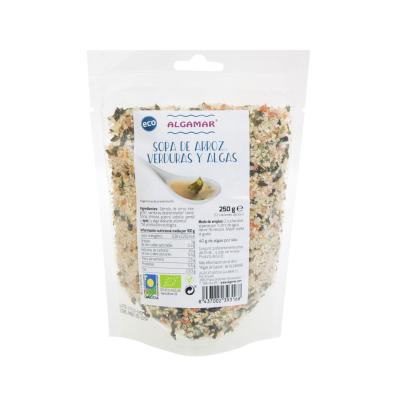 Sopa de arroz verduras y algas 250g Algamar