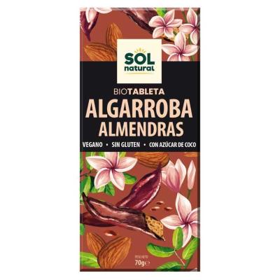 Tableta de algarroba con almendras bio 70g Sol Natural