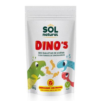 Galletas de Avena integral y fruta DINO'S (forma de dinosaurios) bio 90g Sol Natural