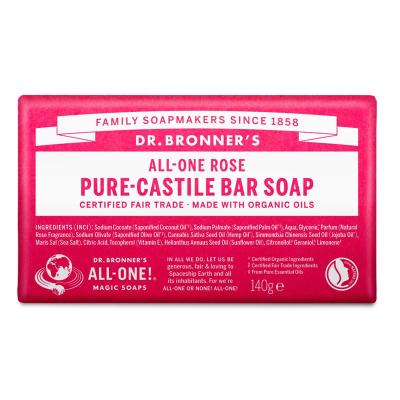 Pastilla de jabon de rosas bio 140g Dr. Bronner's