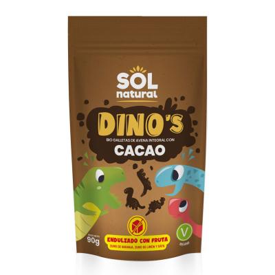 Galletas Cacao Avena integral y fruta DINO'S (forma dinosaurios) Bio 90g Sol Natural