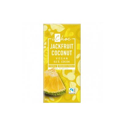 Chocolate vegano Jackfruit crujiente de limon y chips de coco 80g Ichoc